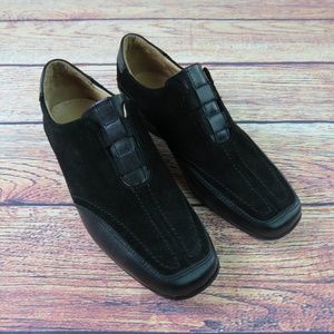 Black Leather Suede Slip On Shoes Eric Michael 7.5
